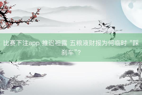 比赛下注app 推迟袒露 五粮液财报为何临时 “踩刹车”?